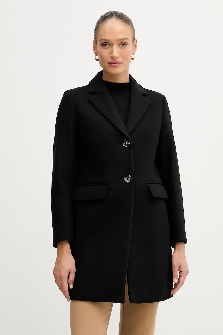 Μάλλινο παλτό Sisley χρώμα: καφέ, 2JJYLN04N