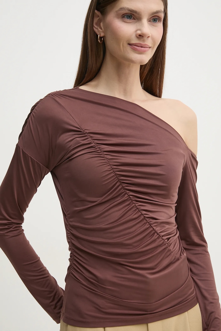 Μπλουζάκι Sisley χρώμα: καφέ, 33TXL400X