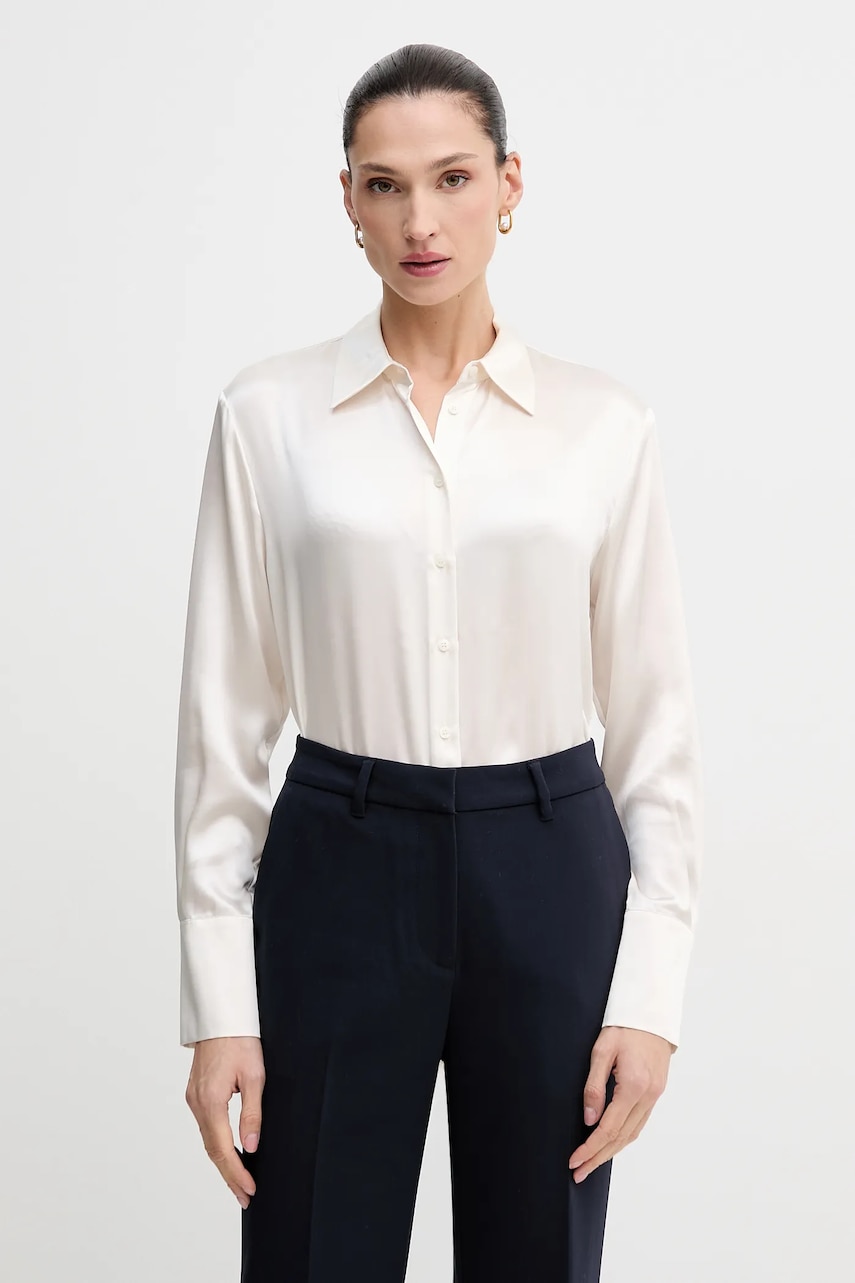 Μεταξωτό πουκάμισο Sisley χρώμα: γκρι, 5LZMLQ05E