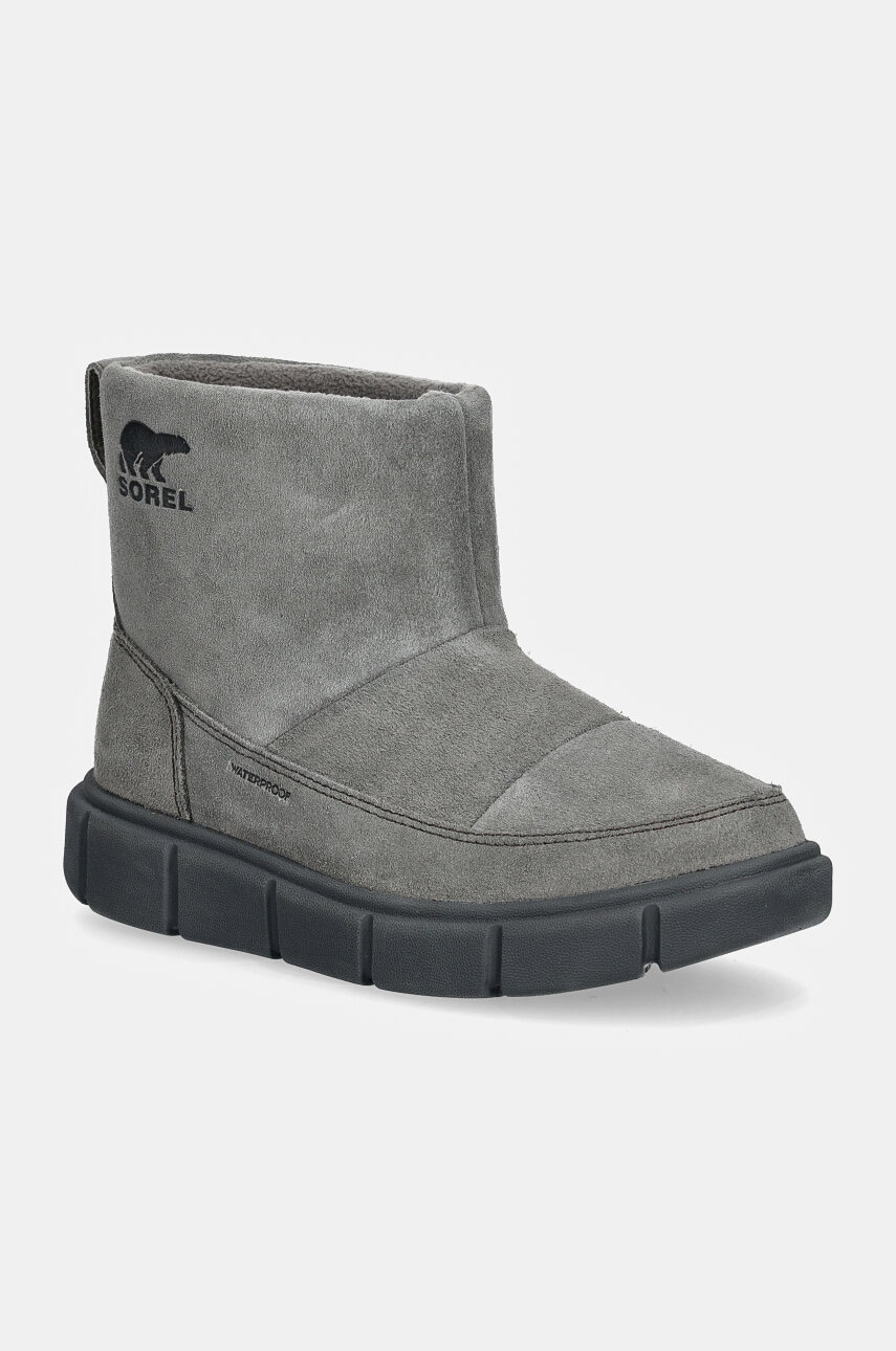 Μπότες χιονιού σουέτ Sorel SOREL EXPLORER III SLIP χρώμα: γκρι, 2077971052