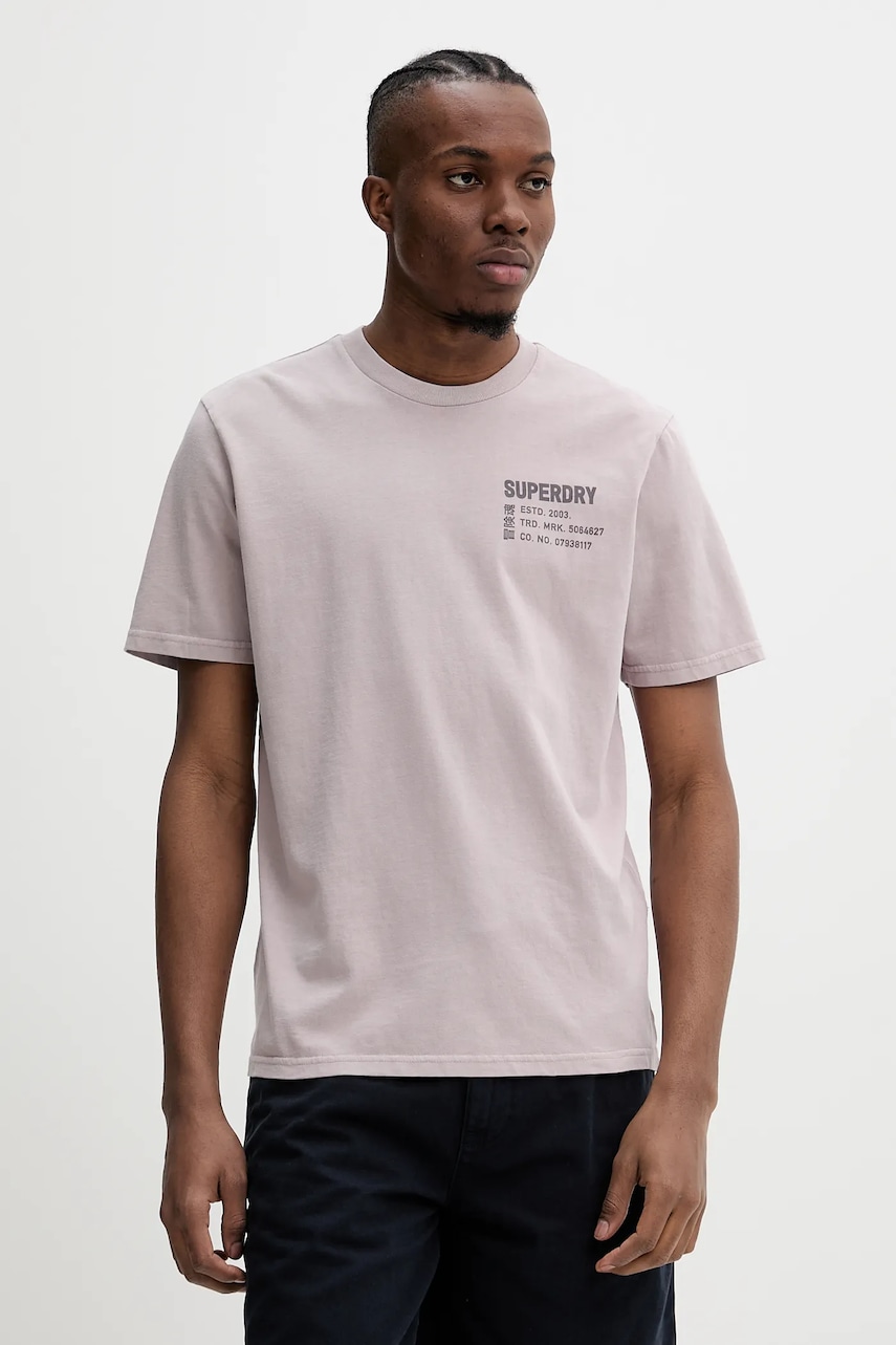 Βαμβακερό μπλουζάκι Superdry ανδρικό, χρώμα: γκρι, M1012116A-HJH
