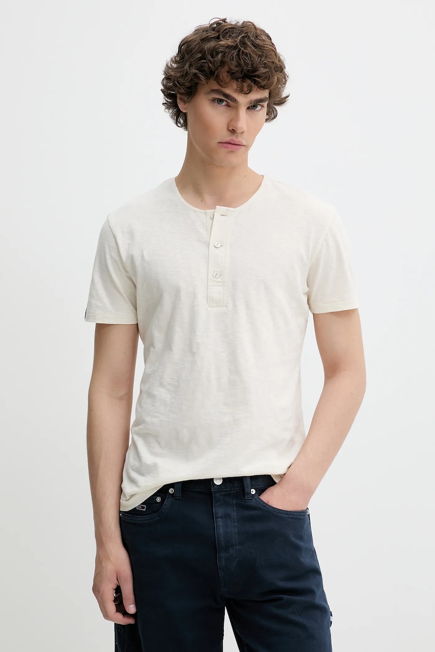 Βαμβακερό μπλουζάκι Superdry ανδρικό, χρώμα: μπεζ, M1012185A-C1T