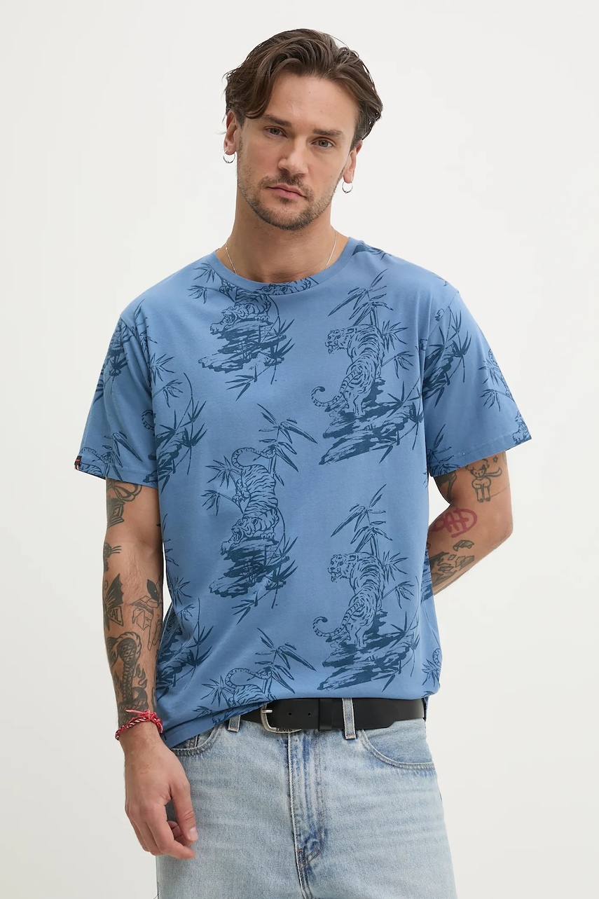 Βαμβακερό μπλουζάκι Superdry ανδρικό, χρώμα: μπλε, M1012315A-F8S