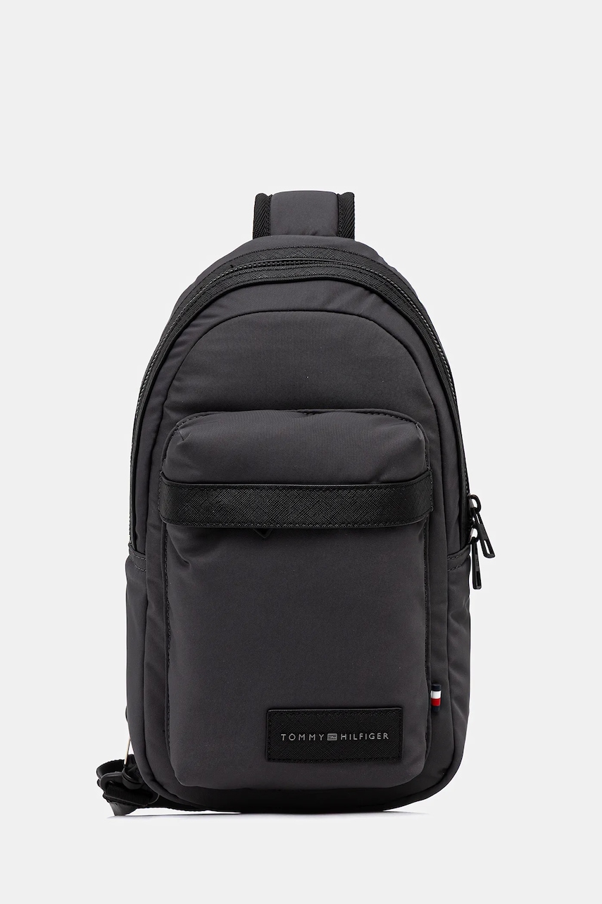Τσάντα φάκελος Tommy Hilfiger χρώμα: γκρι, AM0AM14026
