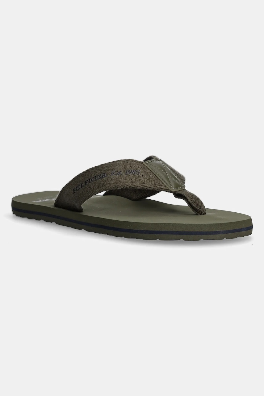 Σαγιονάρες Tommy Hilfiger HILFIGER 85 BEACH SANDAL χρώμα: πράσινο, FM0FM05339
