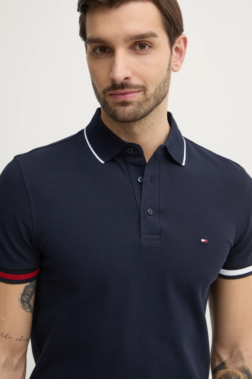 Πόλο Tommy Hilfiger χρώμα: ναυτικό μπλε, MW0MW38458