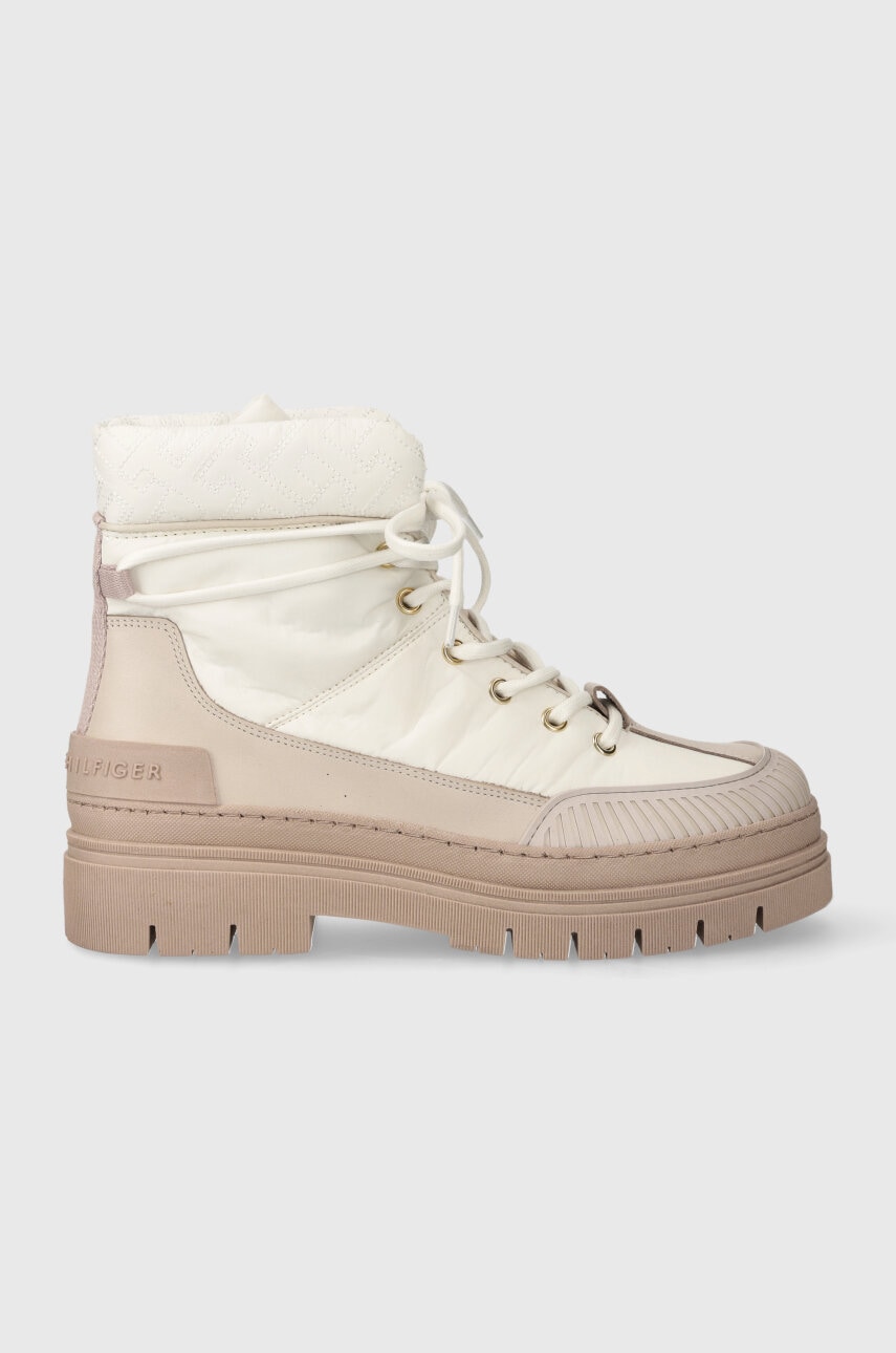 Μποτάκια Tommy Hilfiger TH MONOGRAM OUTDOOR BOOT χρώμα: άσπρο, FW0FW07502 F3FW0FW07502