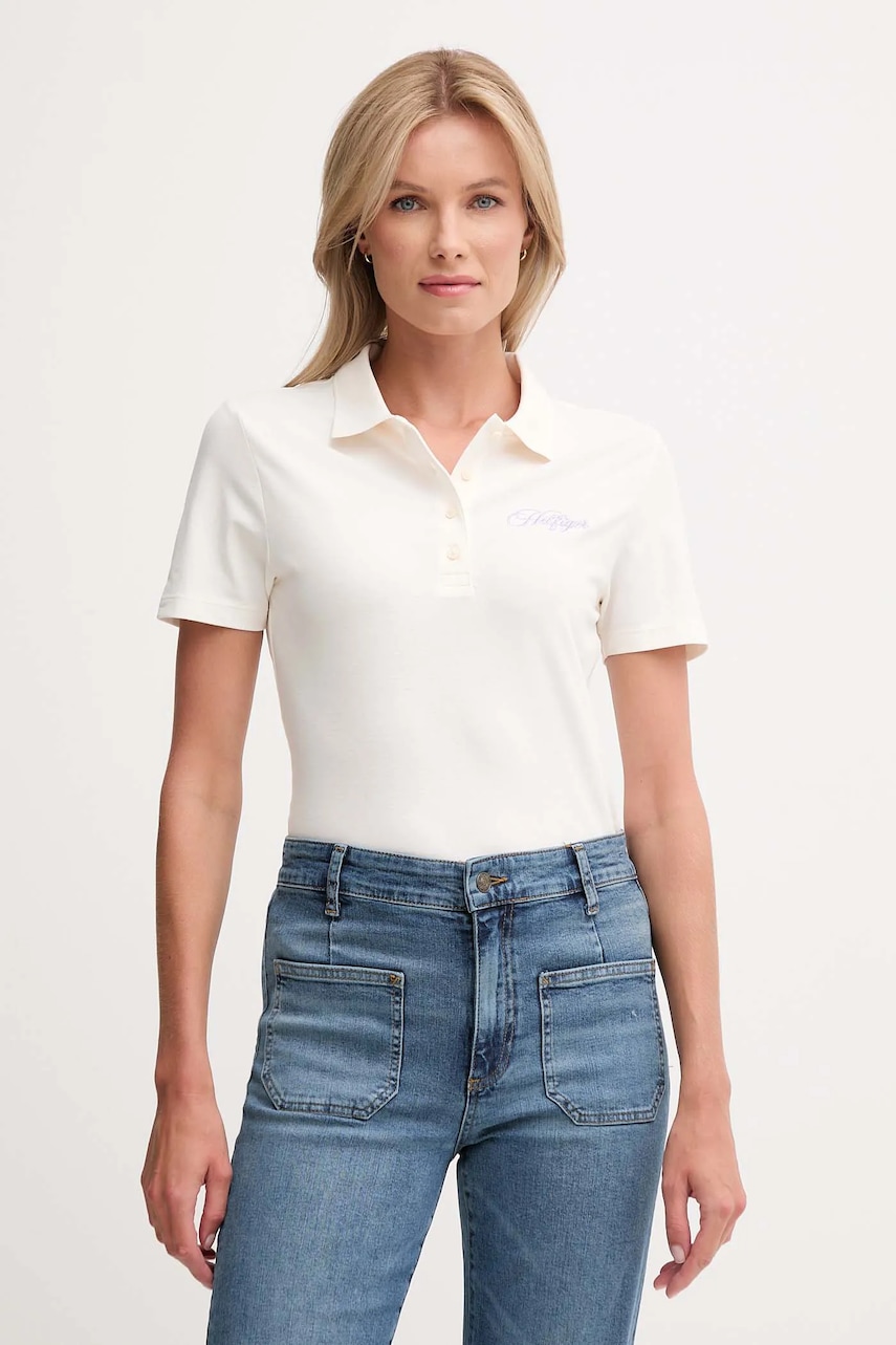 Πόλο Tommy Hilfiger χρώμα: μπεζ, WW0WW47312