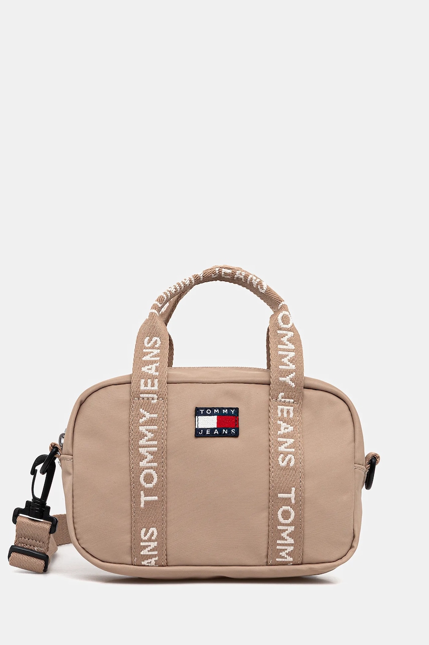 Τσάντα Tommy Jeans χρώμα: μπεζ, AW0AW17889