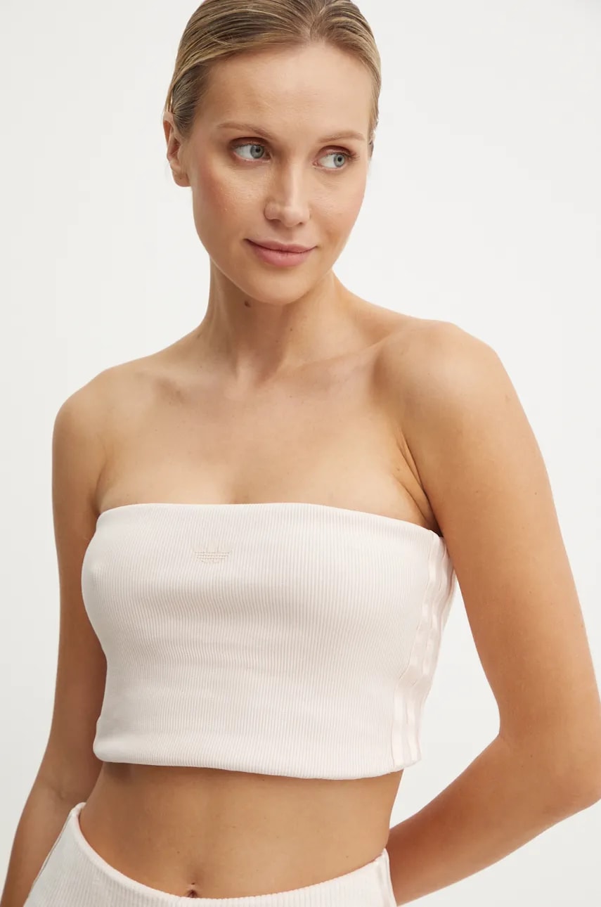 Top adidas Originals Femme Galore Rib Tube Top χρώμα: ροζ, JN3025