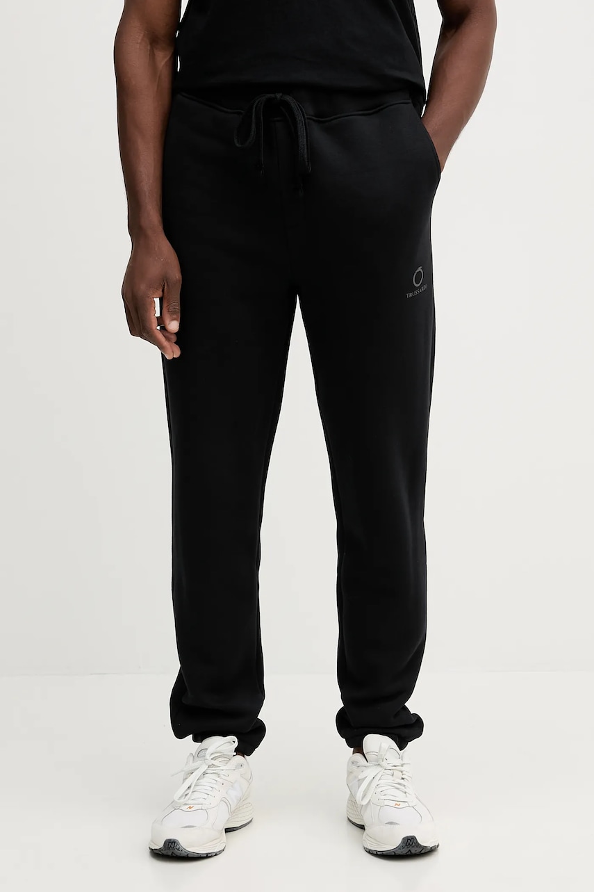 Βαμβακερό παντελόνι Trussardi χρώμα: μαύρο, P8008000061N