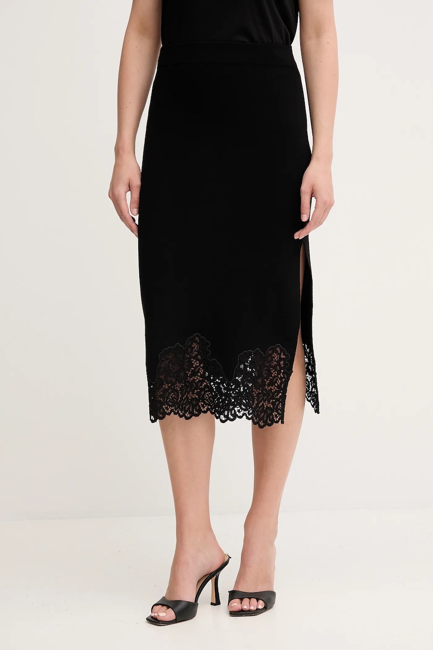 Φούστα Twinset χρώμα: μαύρο, 252TP3390