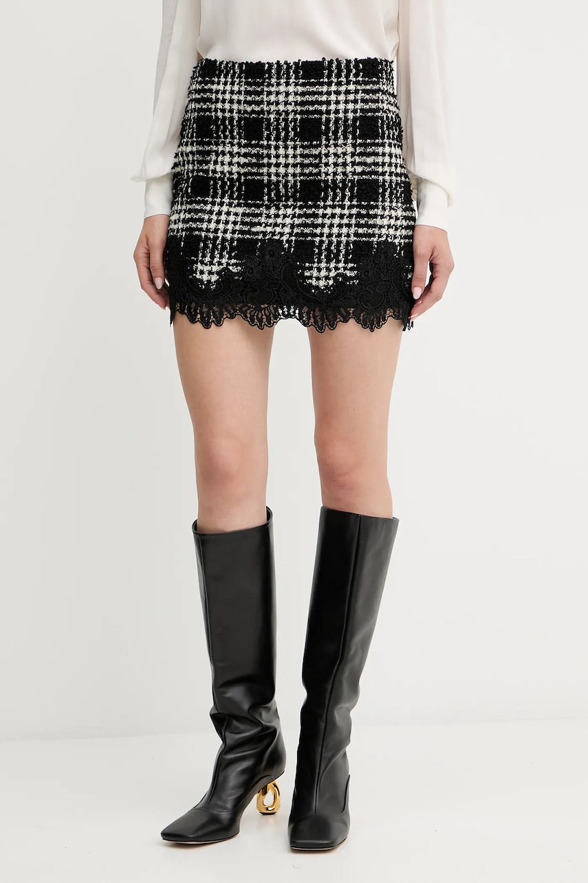 Μάλλινη φούστα Twinset χρώμα: μαύρο, 252TT2112