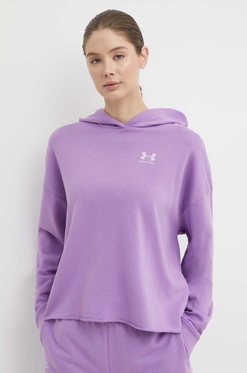 Φούτερ προπόνησης Under Armour Rival χρώμα: μοβ, με κουκούλα