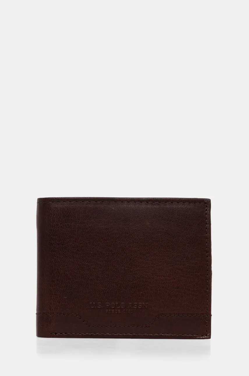 Δερμάτινο πορτοφόλι U.S. Polo Assn. Sti.H Wallet χρώμα: καφέ, AIUS82353MHA
