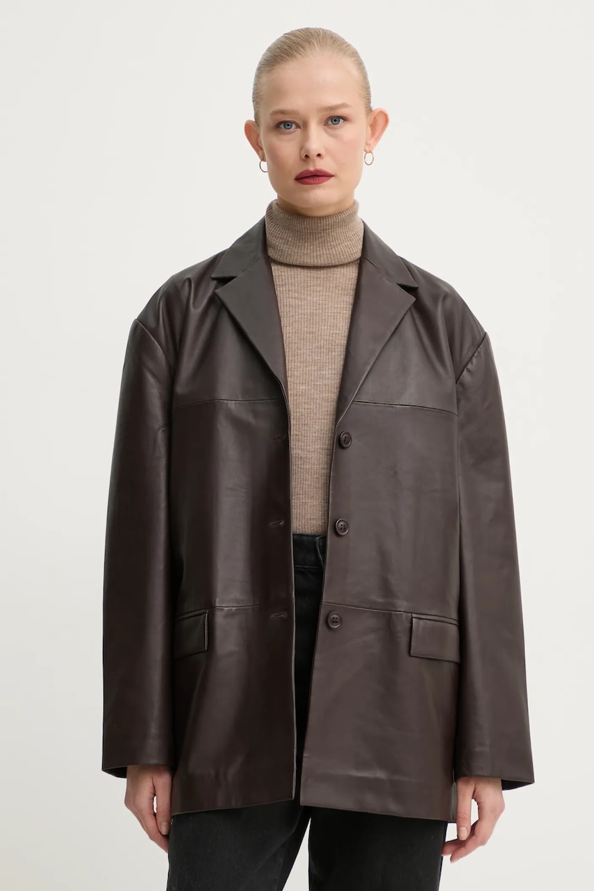 Δερμάτινο σακάκι 2NDDAY Harrison χρώμα: καφέ, 2251515672