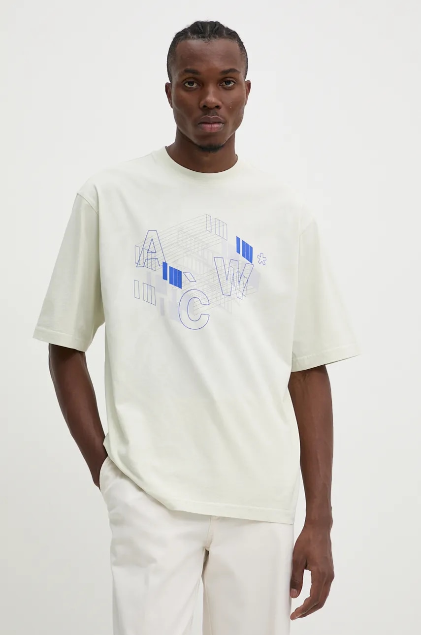 Βαμβακερό μπλουζάκι A-COLD-WALL* Schematic ανδρικό, χρώμα: μπεζ, ACWMTS198