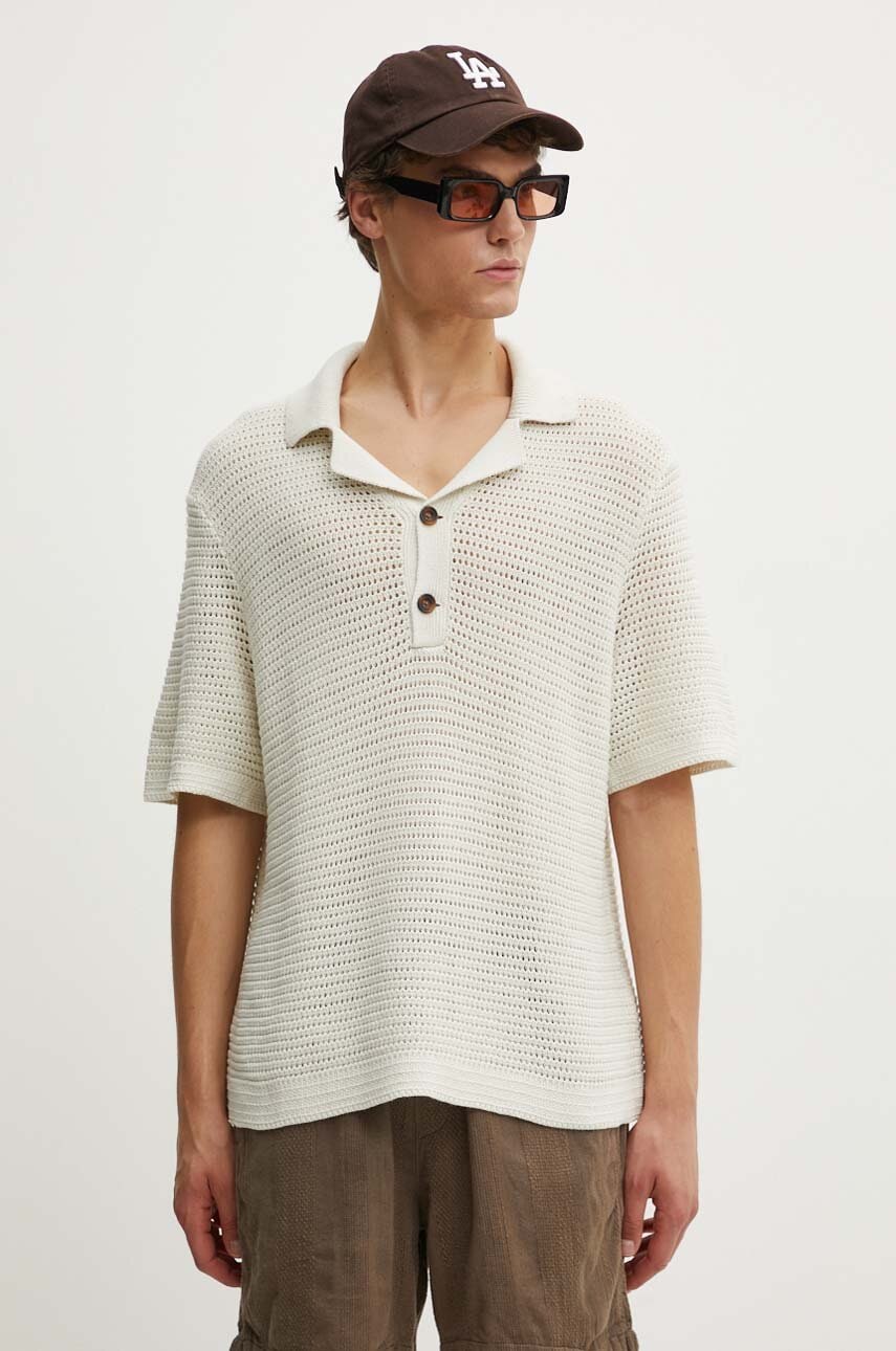 Βαμβακερό μπλουζάκι πόλο Abercrombie & Fitch χρώμα: μπεζ