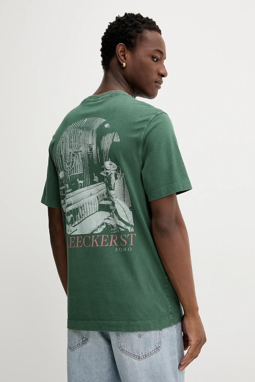 Βαμβακερό μπλουζάκι Abercrombie & Fitch ανδρικό, χρώμα: πράσινο, KI123-5231-303