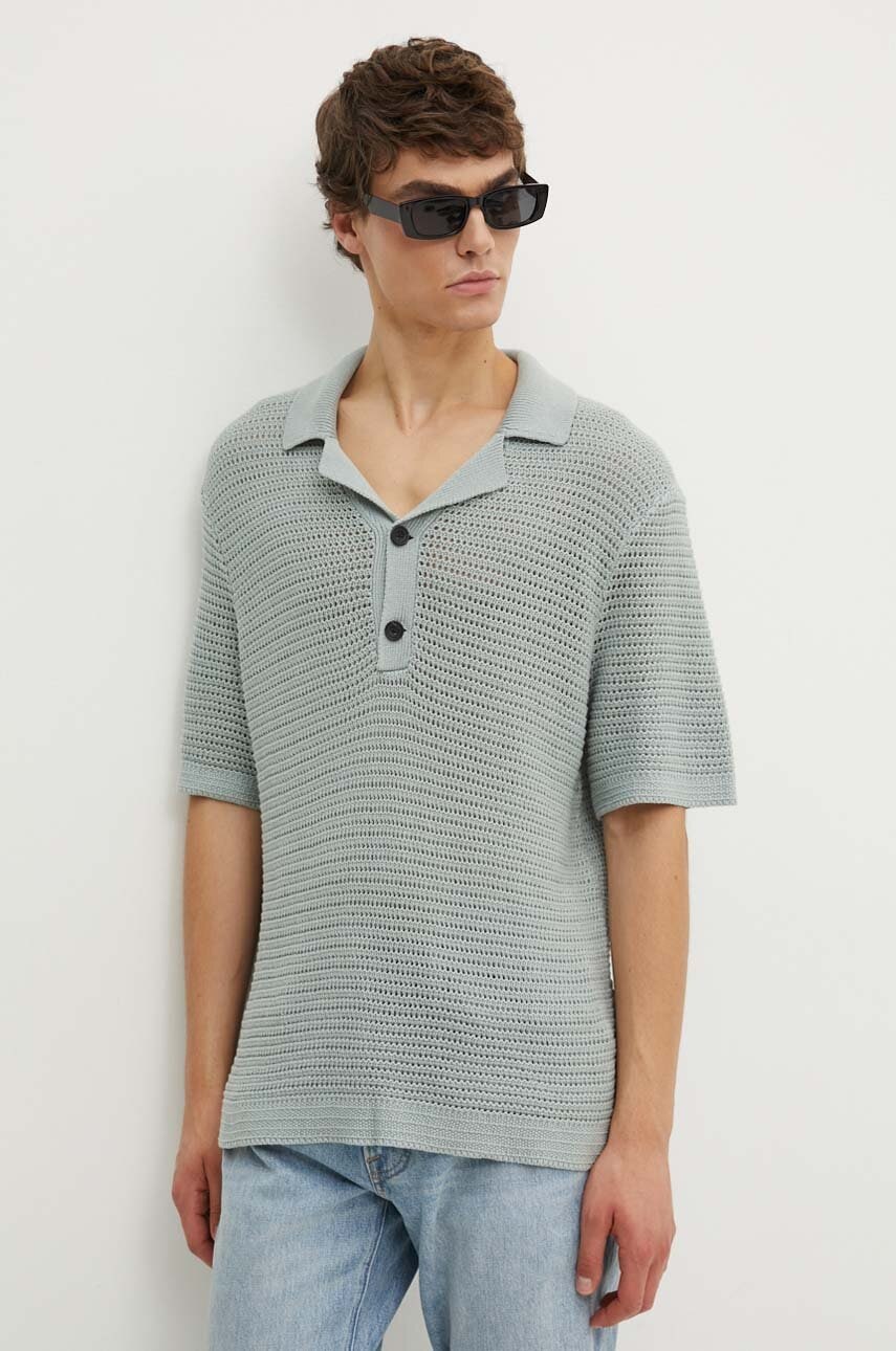 Βαμβακερό μπλουζάκι πόλο Abercrombie & Fitch χρώμα: γκρι