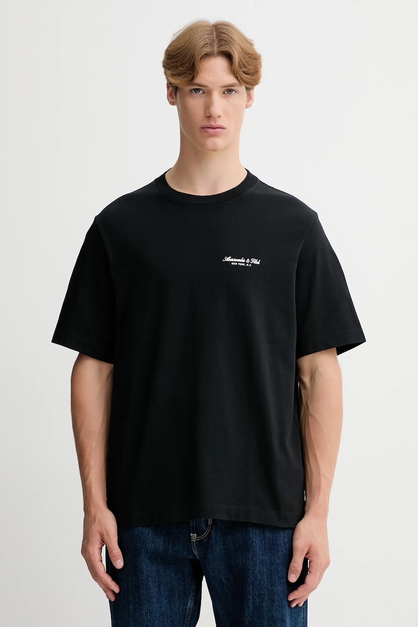 Βαμβακερό μπλουζάκι Abercrombie & Fitch ανδρικό, χρώμα: μαύρο, KI123-5091-900