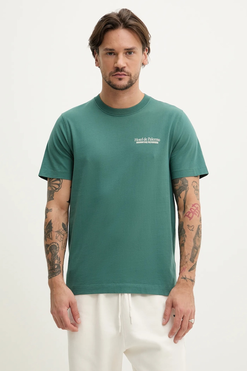 Βαμβακερό μπλουζάκι Abercrombie & Fitch ανδρικό, χρώμα: πράσινο, KI123-5001