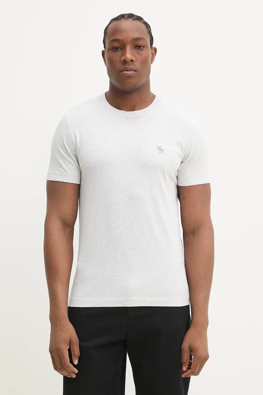 Βαμβακερό μπλουζάκι Abercrombie & Fitch ανδρικό, χρώμα: γκρι, KI124-5098