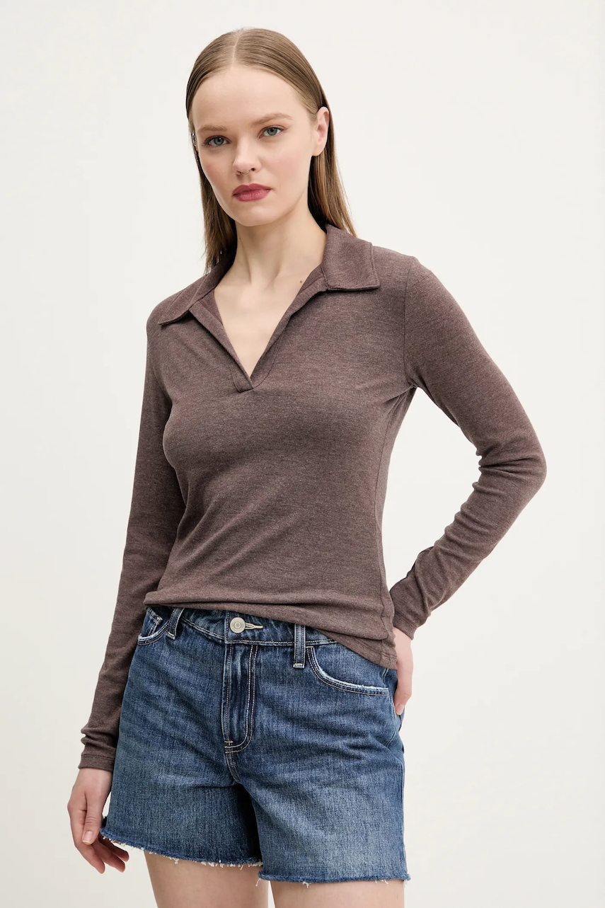 Μακρυμάνικο Abercrombie & Fitch χρώμα: καφέ, KI139-5208