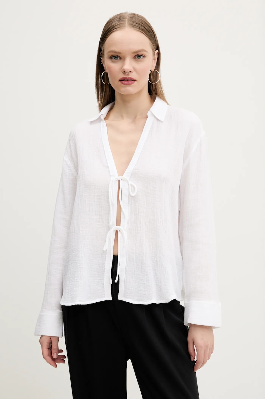 Βαμβακερή μπλούζα Abercrombie & Fitch γυναικεία, χρώμα: άσπρο, KI140-5000