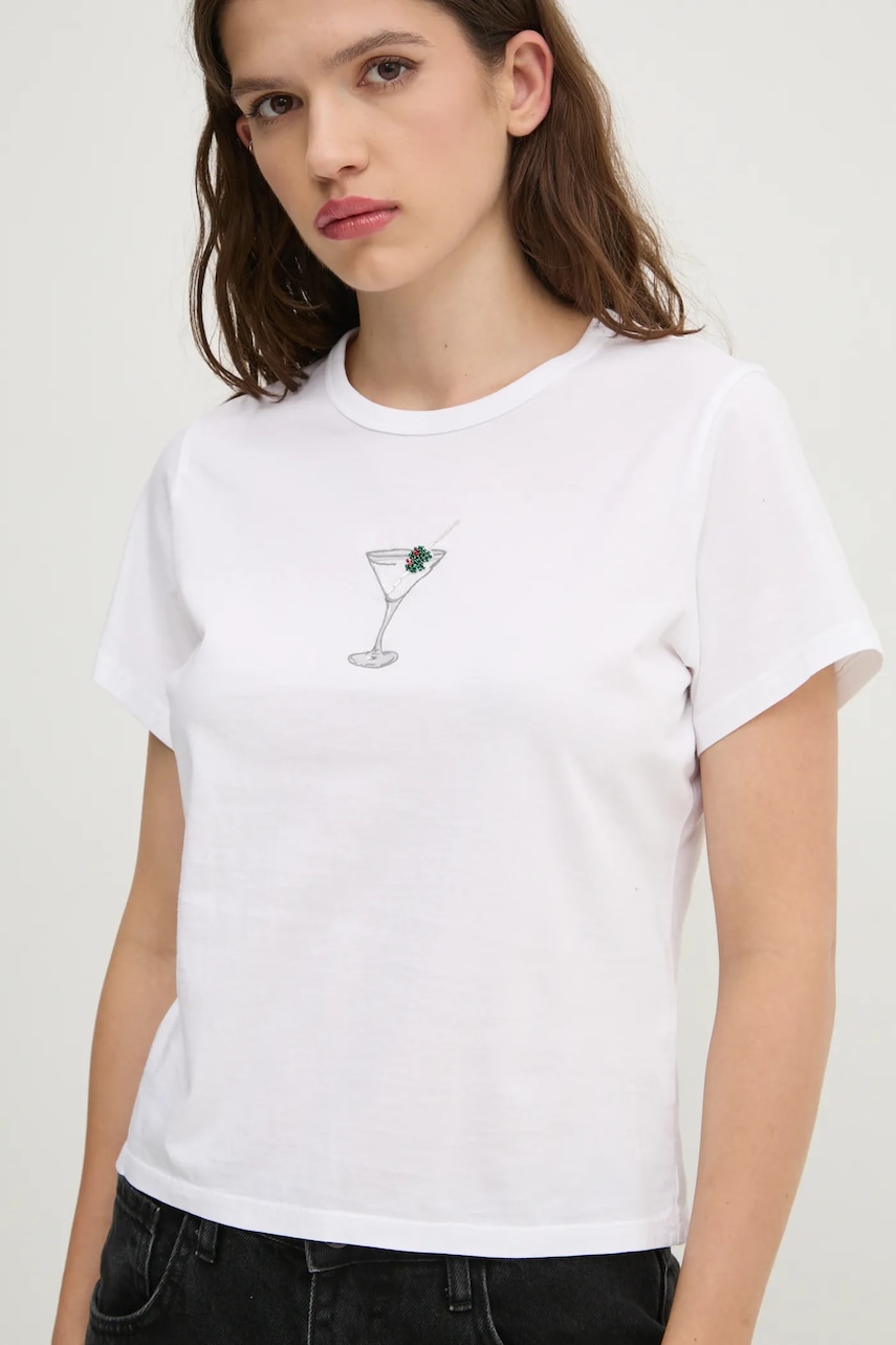 Βαμβακερό μπλουζάκι Abercrombie & Fitch γυναικείο, χρώμα: άσπρο, KI157-4346