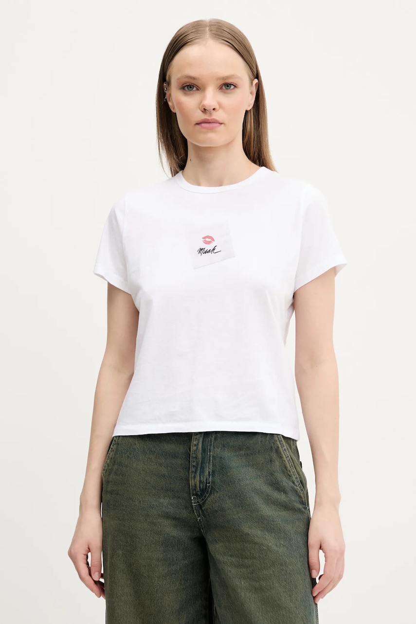 Βαμβακερό μπλουζάκι Abercrombie & Fitch γυναικείο, χρώμα: άσπρο, KI157-5015