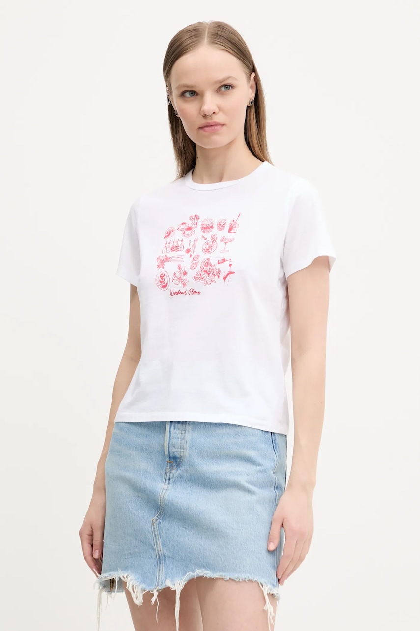 Βαμβακερό μπλουζάκι Abercrombie & Fitch γυναικείο, χρώμα: άσπρο, KI157-5109