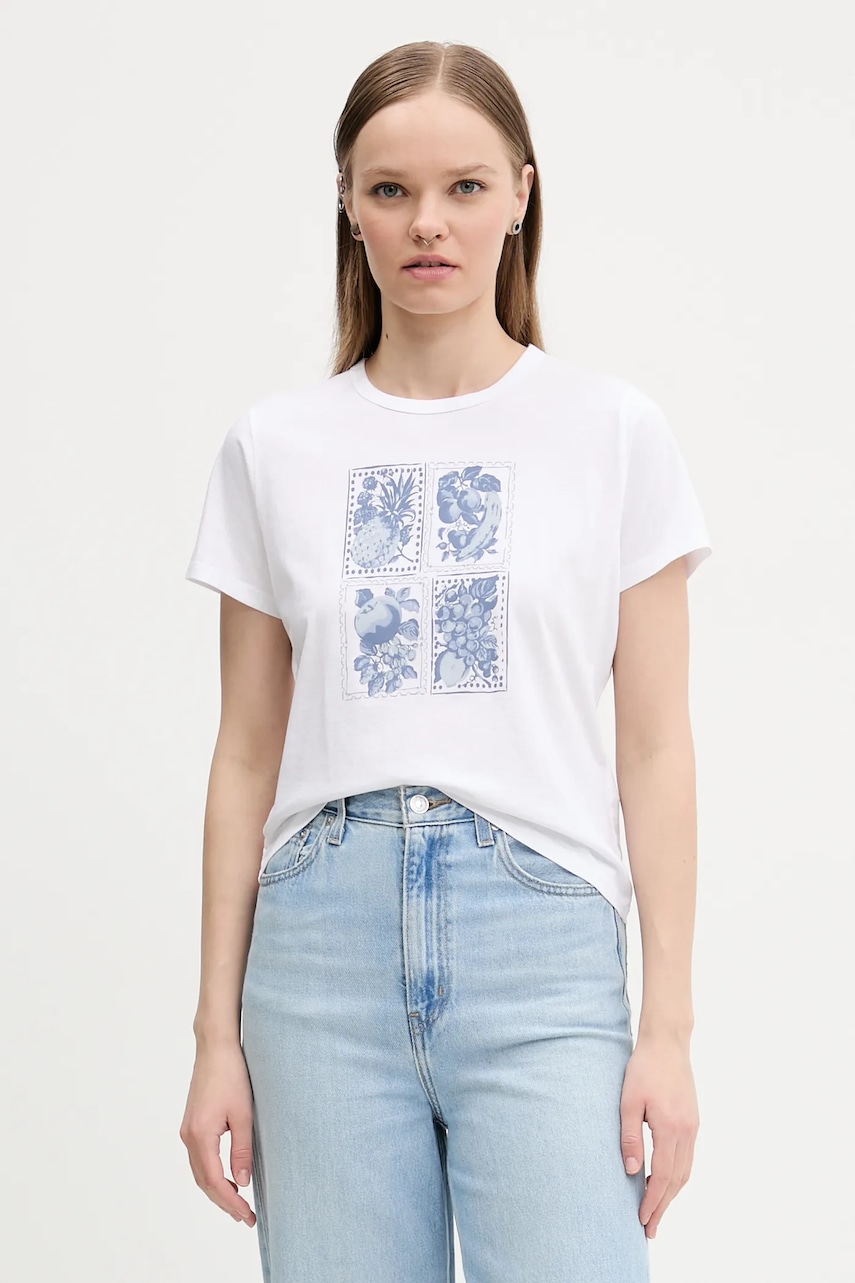 Βαμβακερό μπλουζάκι Abercrombie & Fitch γυναικείο, χρώμα: άσπρο, KI157-5201