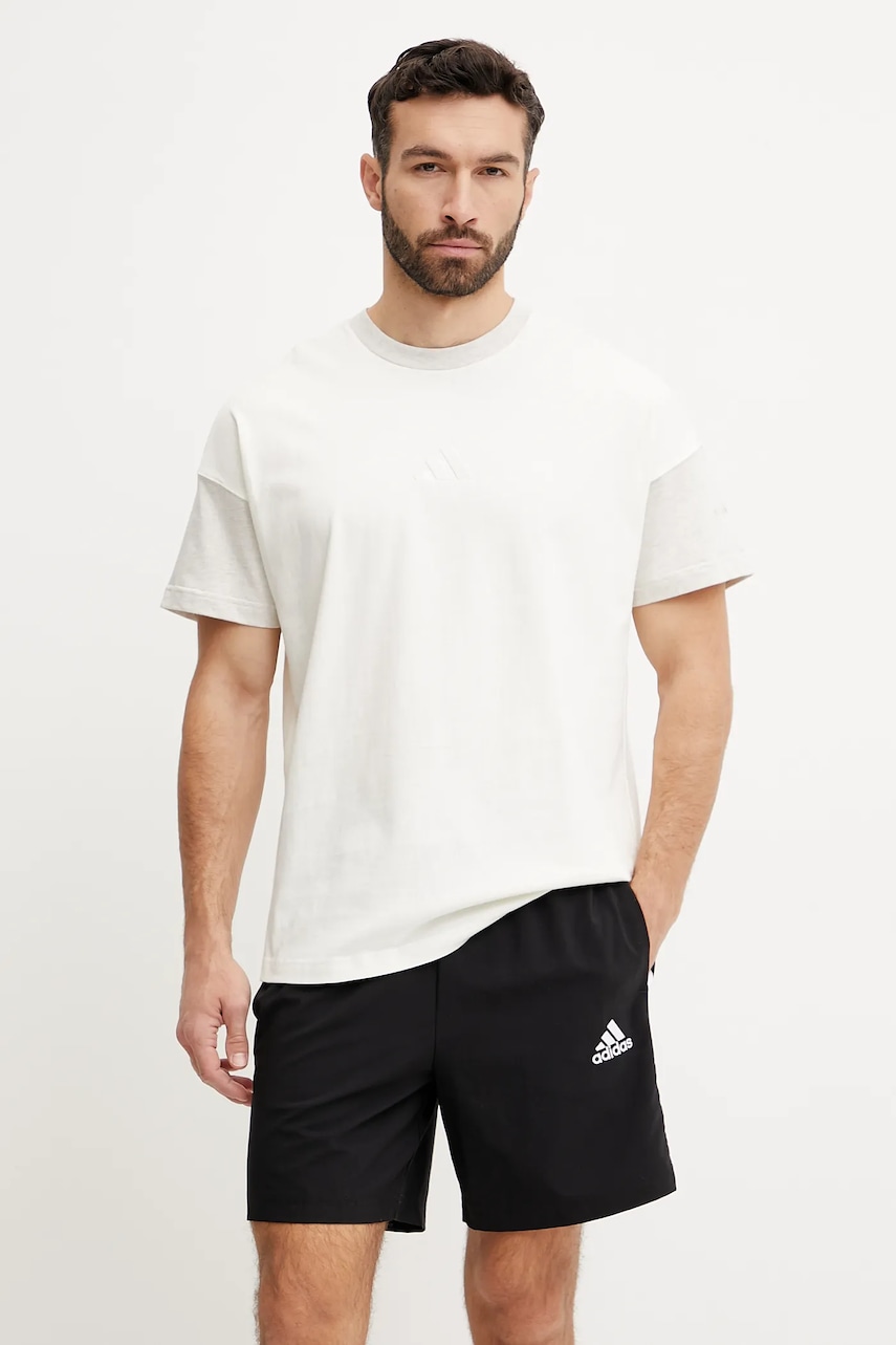 Βαμβακερό μπλουζάκι adidas ALL SZN CB Colorblock ανδρικό, χρώμα: μπεζ, JJ3679