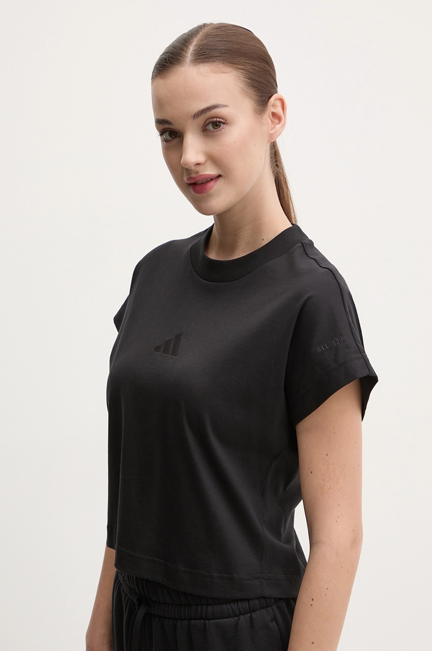 Βαμβακερό μπλουζάκι adidas ALL SZN γυναικείο, χρώμα: μαύρο, JJ1235