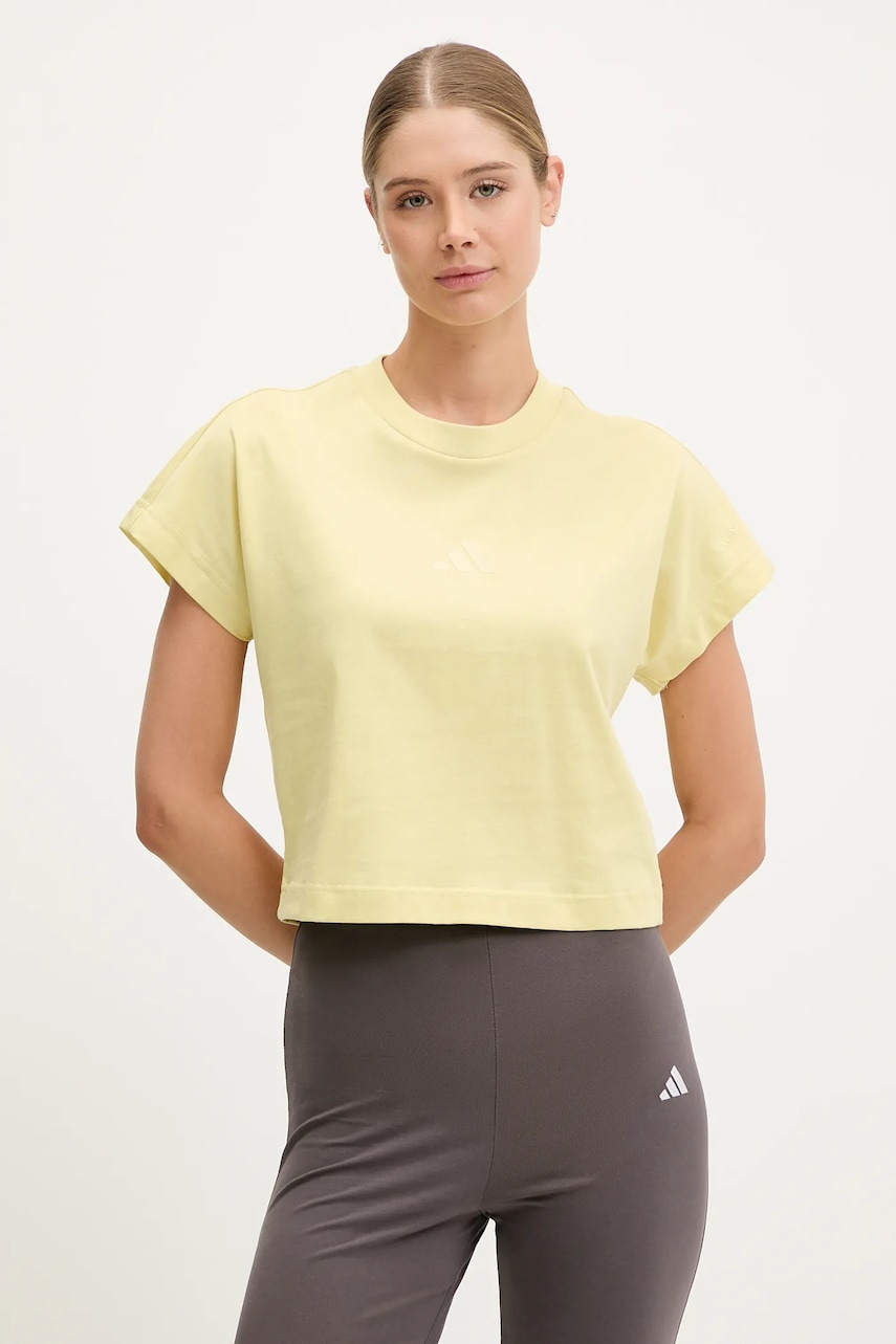 Βαμβακερό μπλουζάκι adidas ALL SZN χρώμα: κίτρινο, JJ1239