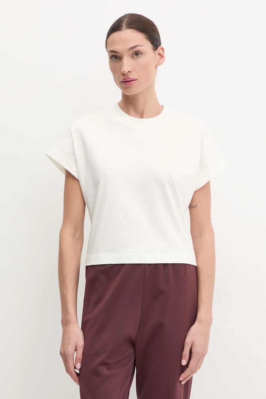 Βαμβακερό μπλουζάκι adidas ALL SZN γυναικείο, χρώμα: μπεζ, JJ1243