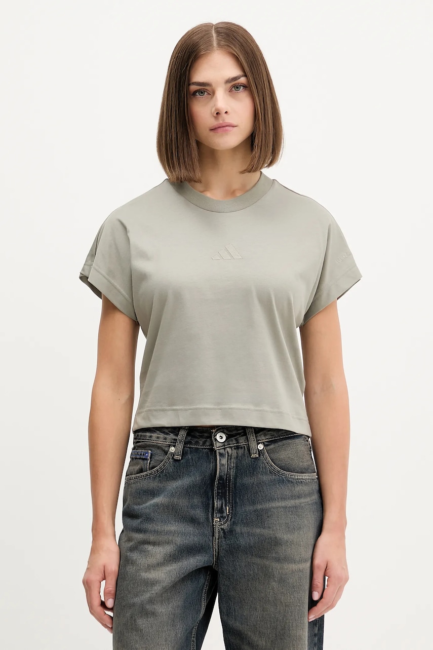 Βαμβακερό μπλουζάκι adidas All Szn χρώμα: πράσινο, JV9839