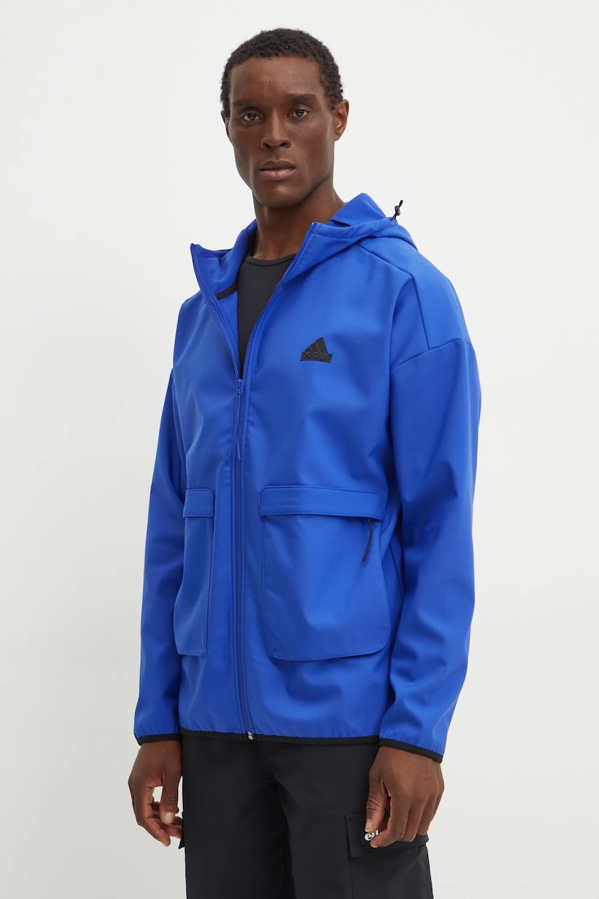 Μπλούζα adidas City Escape χρώμα: μπλε, με κουκούλα, IY1489