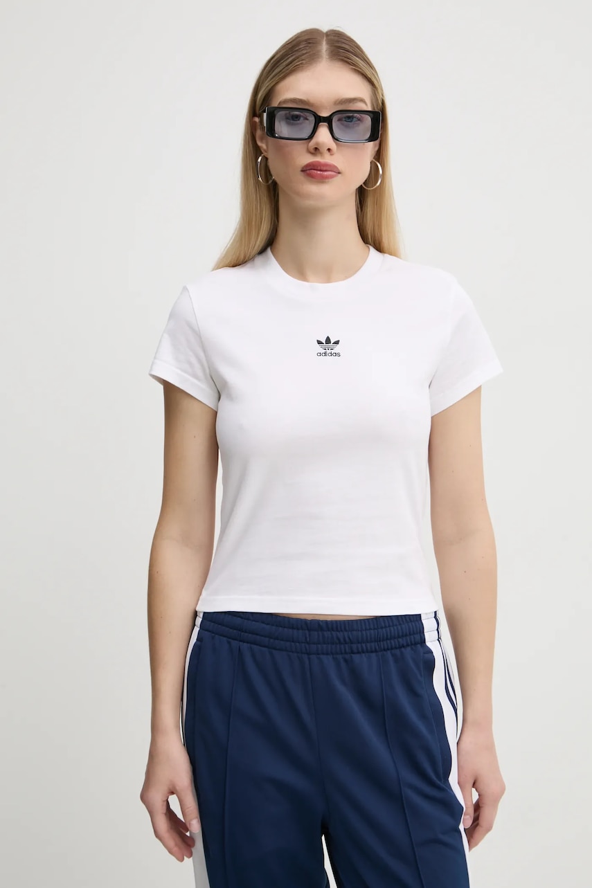 Βαμβακερό μπλουζάκι adidas Originals Essential γυναικείο, χρώμα: μπεζ, JC8973