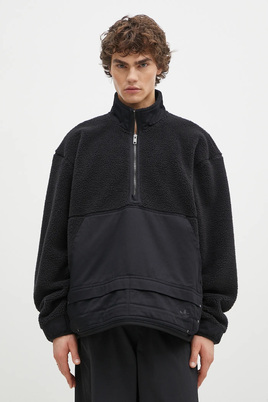 Φλις μπουφάν adidas Originals Essential χρώμα: μαύρο, JC9596