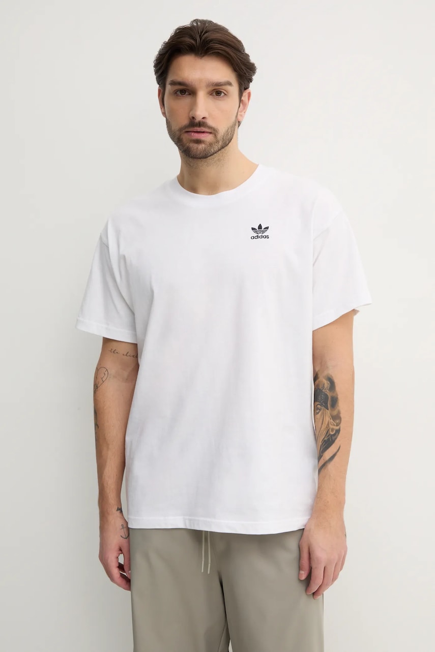 Βαμβακερό μπλουζάκι adidas Originals Essential ανδρικό, χρώμα: άσπρο, JD0373