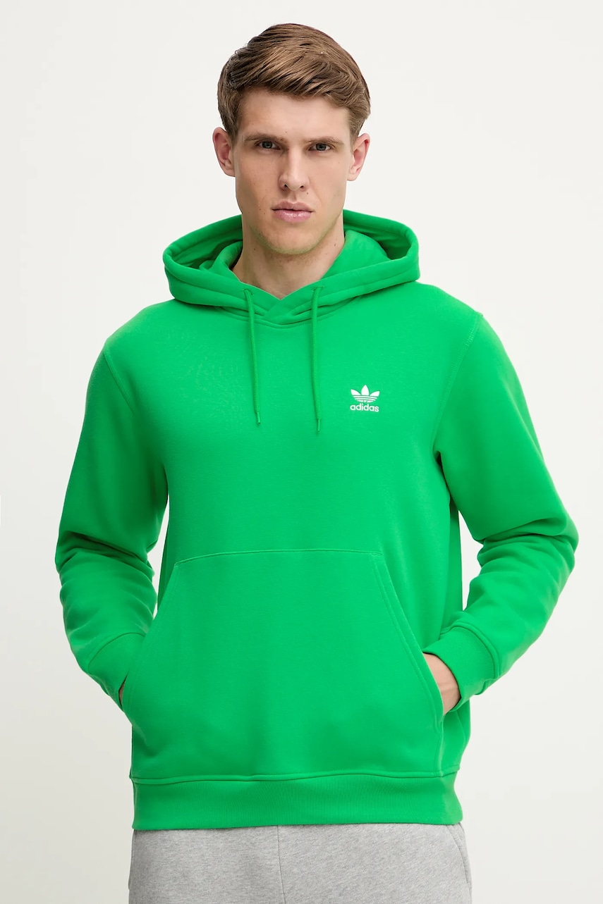 Μπλούζα adidas Originals Essential χρώμα: πράσινο, με κουκούλα, JN0237