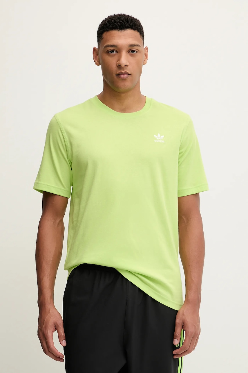 Βαμβακερό μπλουζάκι adidas Originals Trefoil Essential ανδρικό, χρώμα: πράσινο, JZ3583