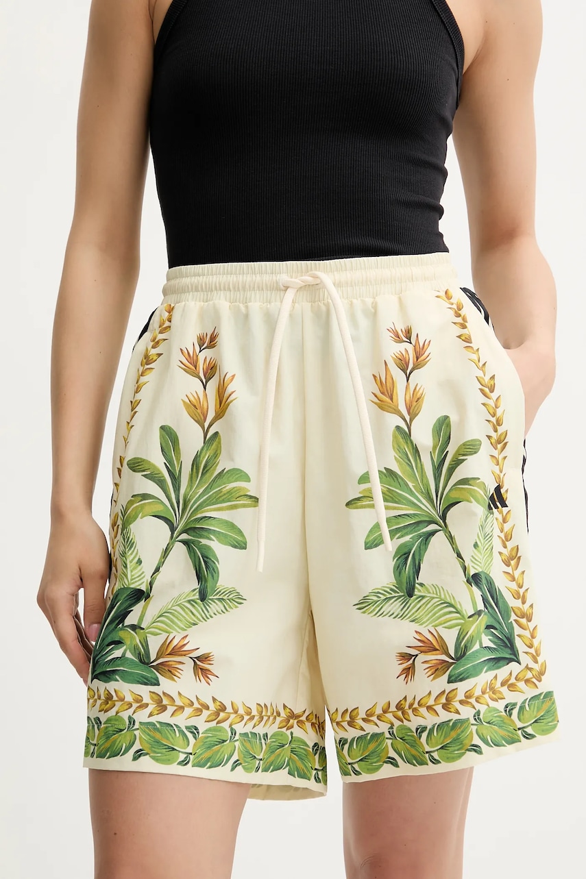 Σορτς adidas x Farm Rio χρώμα: μπεζ, JD6288