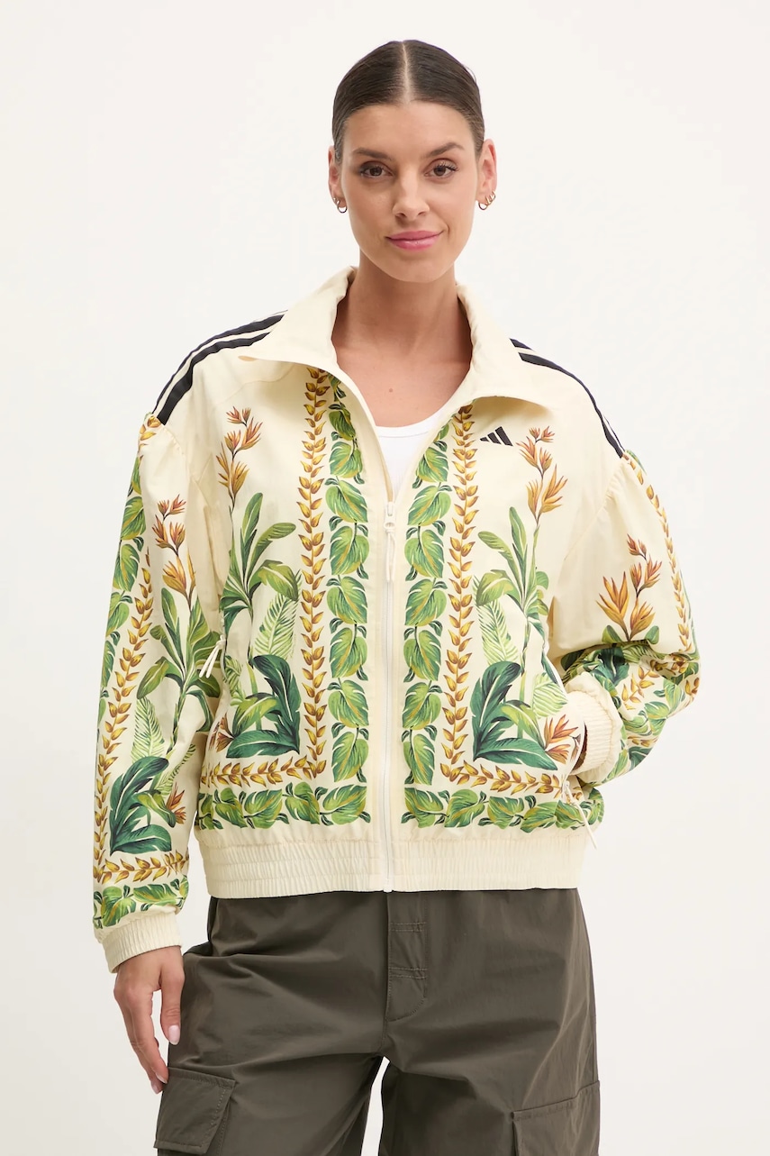 Μπουφάν adidas x Farm Rio χρώμα: μπεζ, JD6304