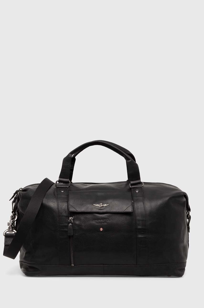 Δερμάτινη τσάντα Aeronautica Militare χρώμα: μαύρο