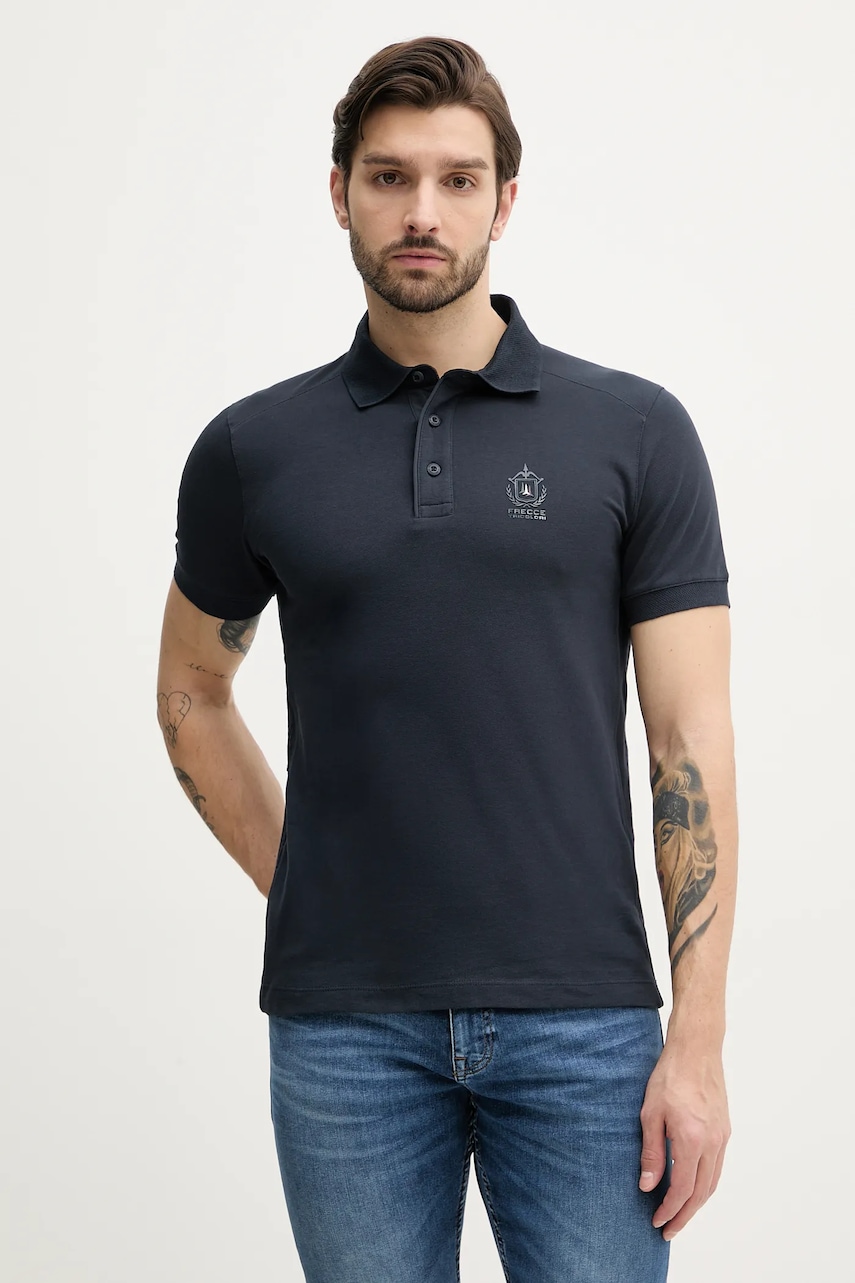 Βαμβακερό μπλουζάκι πόλο Aeronautica Militare ανδρικό, χρώμα: ναυτικό μπλε, PO1868P347