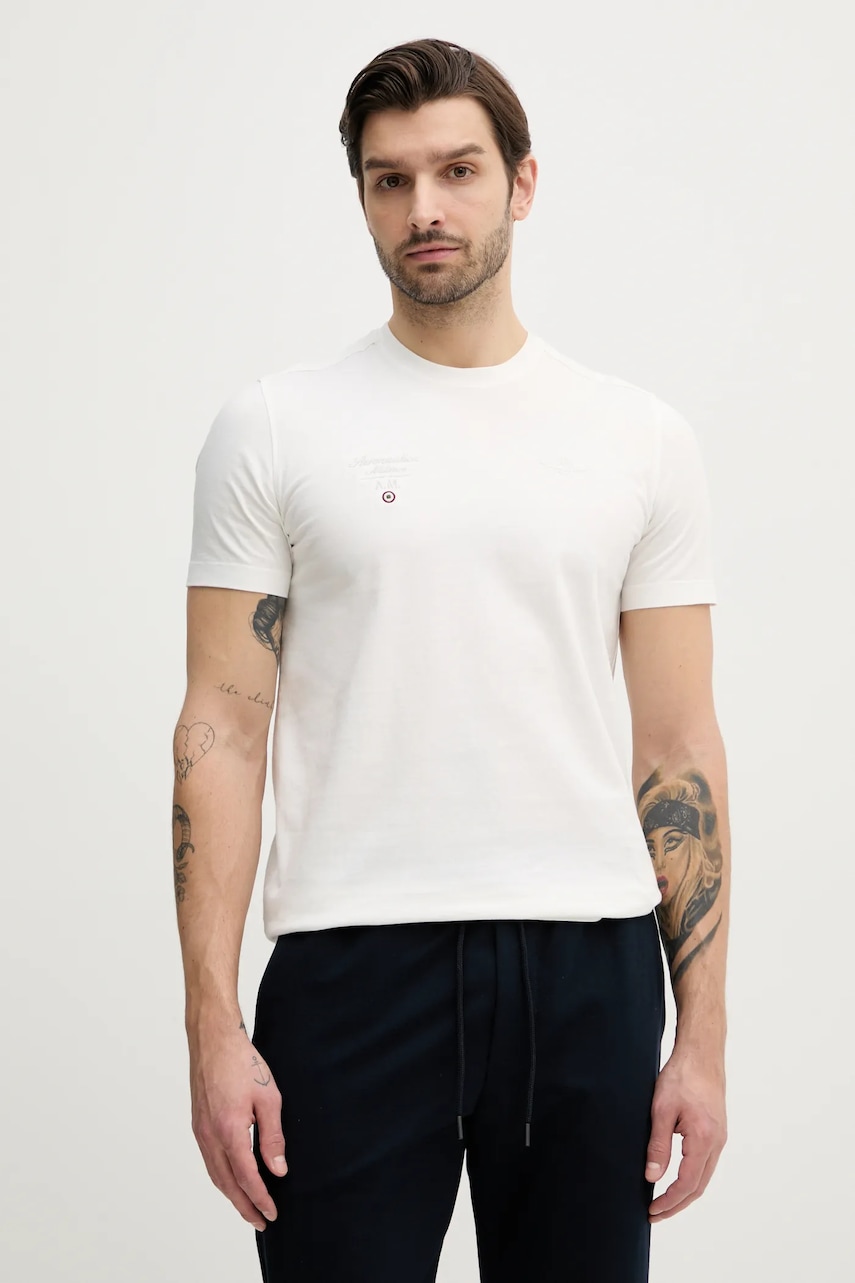 Βαμβακερό μπλουζάκι Aeronautica Militare ανδρικό, χρώμα: μπεζ, TS2392J677