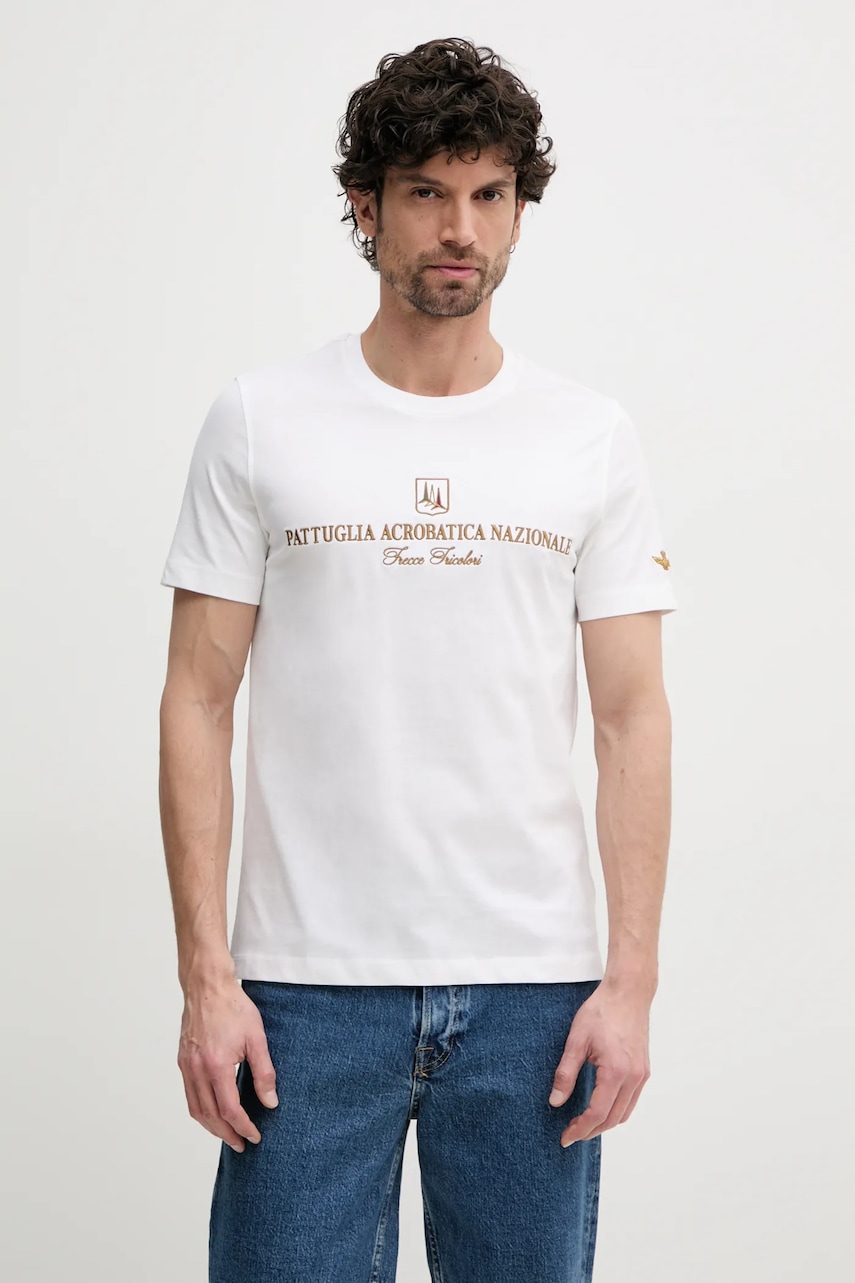 Βαμβακερό μπλουζάκι Aeronautica Militare ανδρικό, χρώμα: μπεζ, TS2410J592